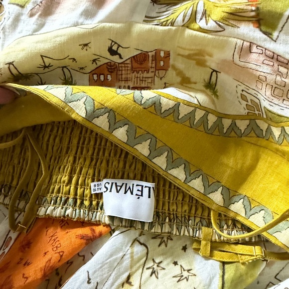 Alemais Printed Maxi Dress in Green, Peach and Cream ALÉMAIS BAZAAR SUNDRESS - Picture 3 of 6